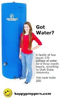260-gallon water storage tank holds enough for a family of four