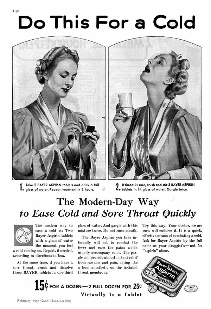vintage ad for aspirin says to use it for sore throats