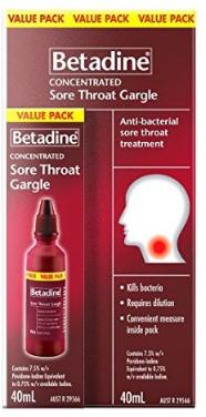 Betadine sore throat gargle