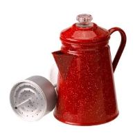 Red enamel perculator coffee pot