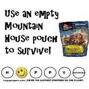 How to use an empty mountain house pouch to survive