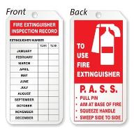 Fire extinguisher record tag