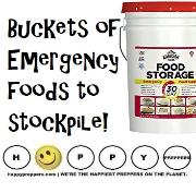 Buckets of Emergency Food to stockpile
