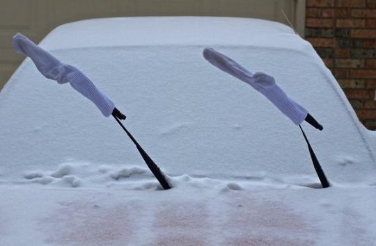 Socks used as windshields
