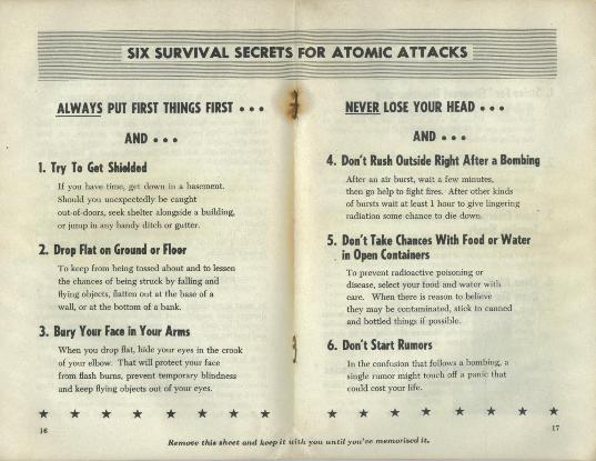 Six survival secrets for atomic attacks